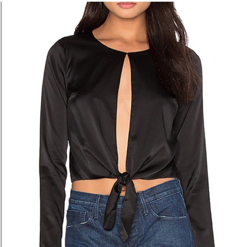 LPA Open Front Tie Silk Top